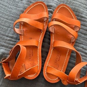 K.Jacques Brown Leather Sandals Sz 38 / 7.5 Like New